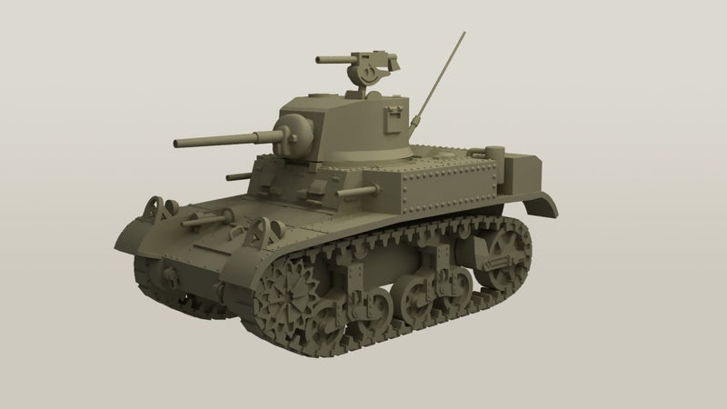 M3A1 (M3L) Stuart - Lend-Lease Models - US Army - Great for Table Top War Games and Dioramas - Resin - Bolt Action - 28 mm scale - wargame3d