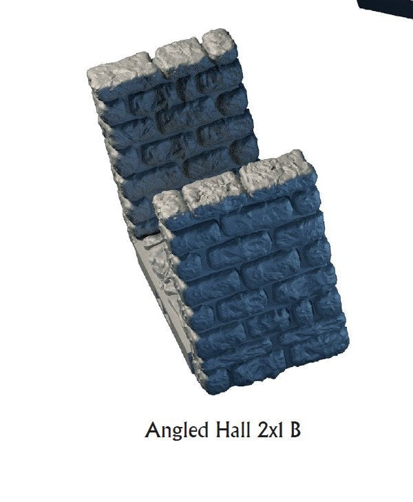 Angled Hallway Tiles - Lost Dungeons - DragonLock - DND - Pathfinder - RPG - Dungeon & Dragons - 28 mm/ 1" - Terrain - Fat Dragon Games