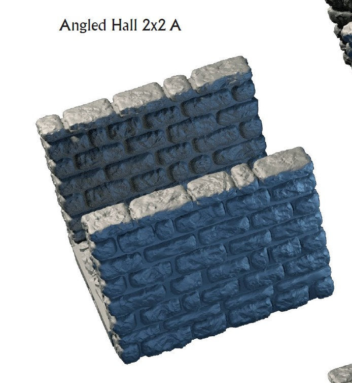 Angled Hallway Tiles - Lost Dungeons - DragonLock - DND - Pathfinder - RPG - Dungeon & Dragons - 28 mm/ 1" - Terrain - Fat Dragon Games