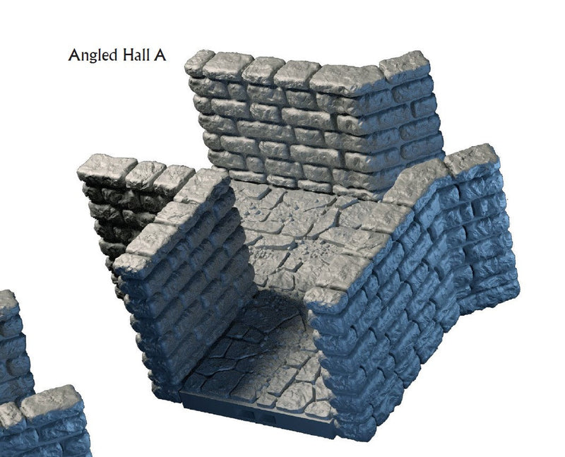 Angled Hallway Tiles - Lost Dungeons - DragonLock - DND - Pathfinder - RPG - Dungeon & Dragons - 28 mm/ 1" - Terrain - Fat Dragon Games