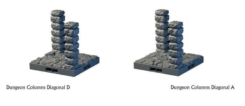 Diagonal Column Tiles - Lost Dungeons - DragonLock - DND - Pathfinder - RPG - Dungeon & Dragons - 28 mm/ 1" - Terrain - Fat Dragon Games