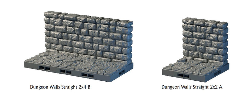 Lost Dungeons - Straight Wall Tiles- DragonLock - DND - Pathfinder - RPG - Dungeon & Dragons - 28 mm/1" - Terrain - Fat Dragon Games