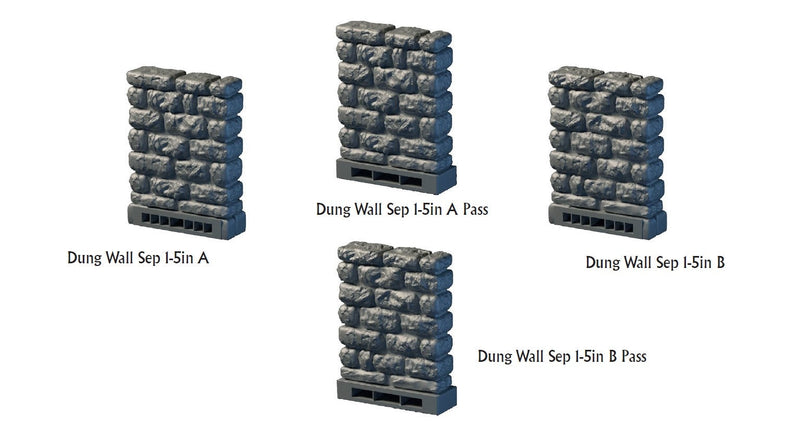 Lost Dungeons - Separate Wall Tiles- DragonLock - DND - Pathfinder - RPG - Dungeon & Dragons - 28 mm/ 1" - Terrain - Fat Dragon Games