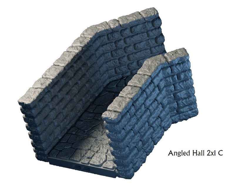 Angled Hallway Tiles - Lost Dungeons - DragonLock - DND - Pathfinder - RPG - Dungeon & Dragons - 28 mm/ 1" - Terrain - Fat Dragon Games