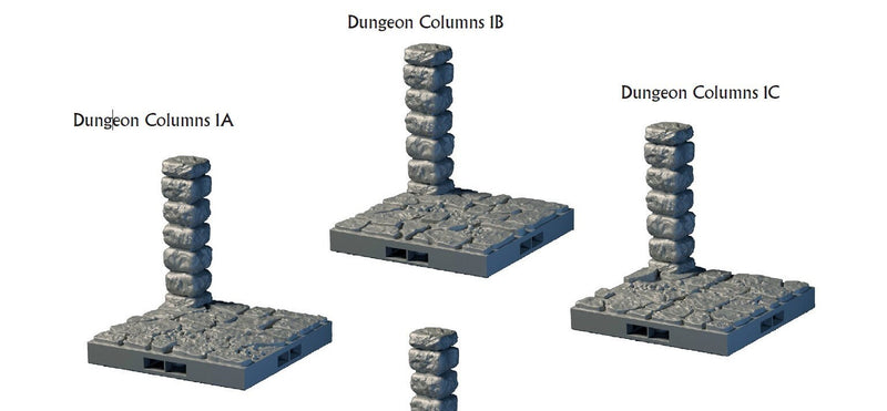 Column Tiles - Lost Dungeons - DragonLock - DND - Pathfinder - RPG - Dungeon & Dragons - 28 mm/ 1" - Terrain - Fat Dragon Games