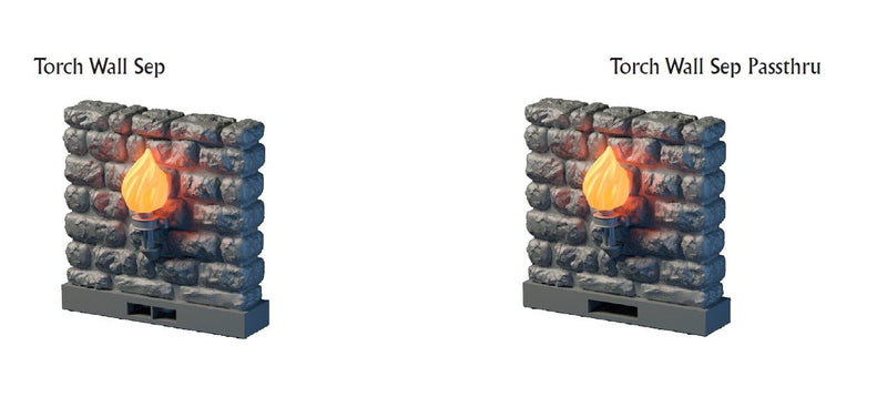 Torch Wall Tiles - Lost Dungeons - DragonLock - DND - Pathfinder - RPG - Dungeon & Dragons - 28 mm/ 1" - Terrain - Fat Dragon Games