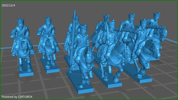 Saxon Chevallegers 1810-14 - 9 Minis - Epic 15 mm Scale - Great for Tabletop War Games & Dioramas - Historical Wargaming - Resin