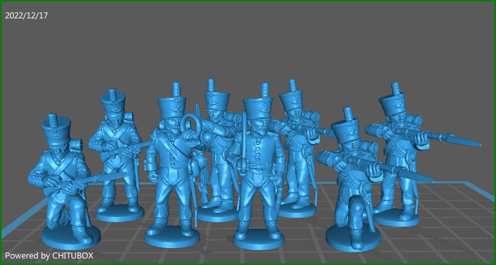 Belgian Chasseurs 1814-15 skirmishing - 8 Mini - 28 mm Scale - Great for Tabletop War Games And Dioramas - Historical Wargaming - Resin