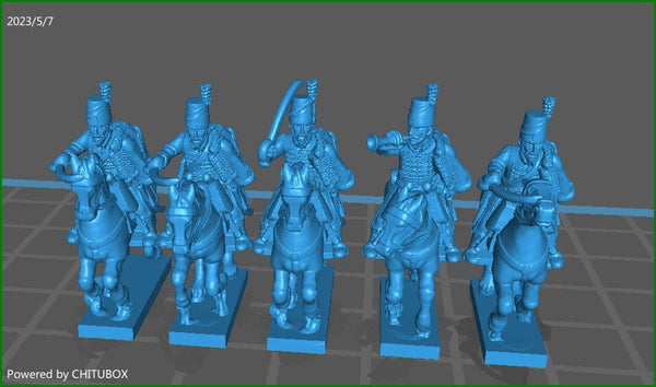 Spanish Hussar rgt 1806-07 with mirliton - 5 Minis - Epic 15 mm Scale - Tabletop War Games & Dioramas - Historical Wargaming - Resin
