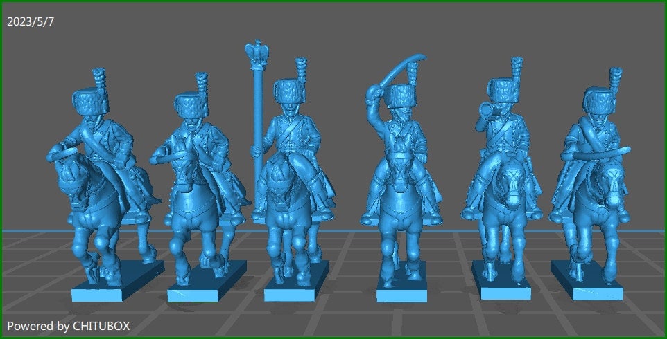 French Guard Chasseurs a Chevall (campaign dress) - 6 Minis - Epic 15 mm Scale - Tabletop War Games & Dioramas - Historical Wargaming- Resin